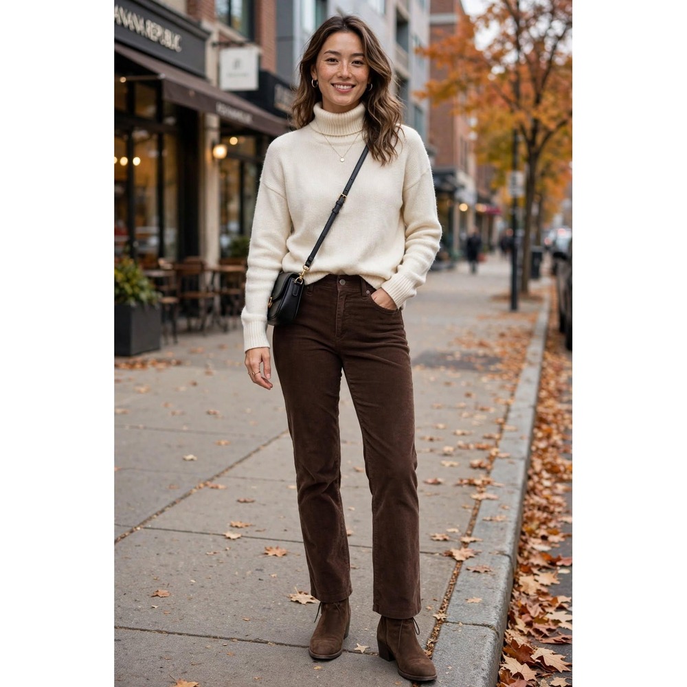 Banana Republic Womens 8 Straight Corduroy Pants Brown Ryan Fit Casual Office